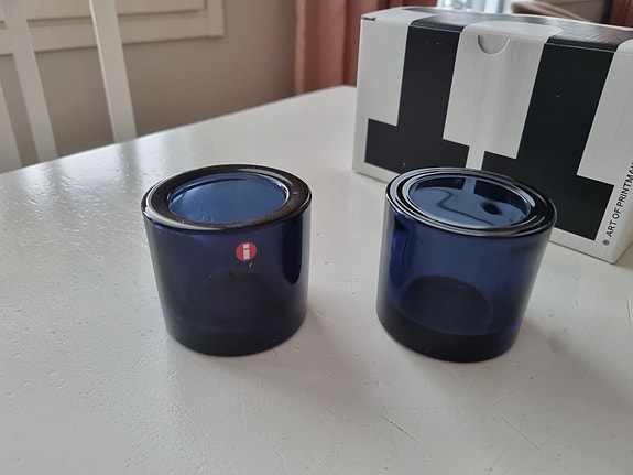 2kpl Iittala (Marimekko) kivi kynttilälyhtyjä (mustikansininen)