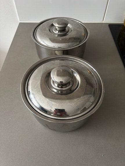 Set of 2 stainless steel casserole