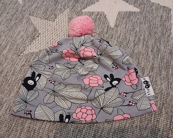 Paapii harmaa-pinkki tyttöjen pipo
