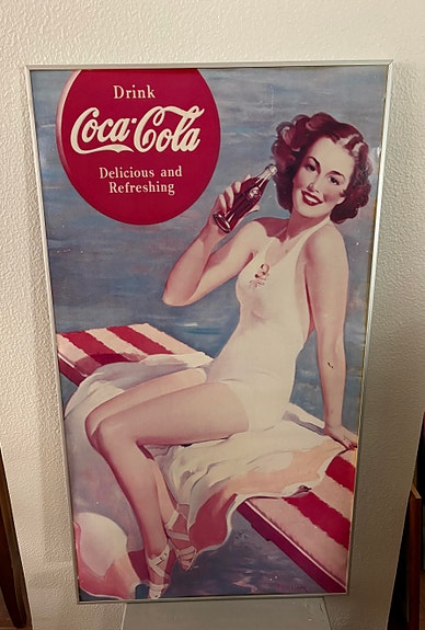 Iso Coca-Cola retro pin-up taulu 55×98 cm – kehystetty