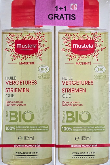 Mustela raskausajan venymäöljy BIO 2 × 105 ml (uusi) (Hki/Espoo)