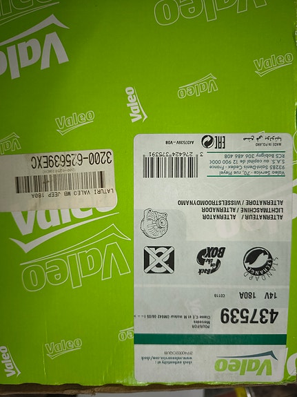 Laturi valeo 3200-625639exc VALEO NEW ORIGINAL PART 439546Mercedes V6 diesel