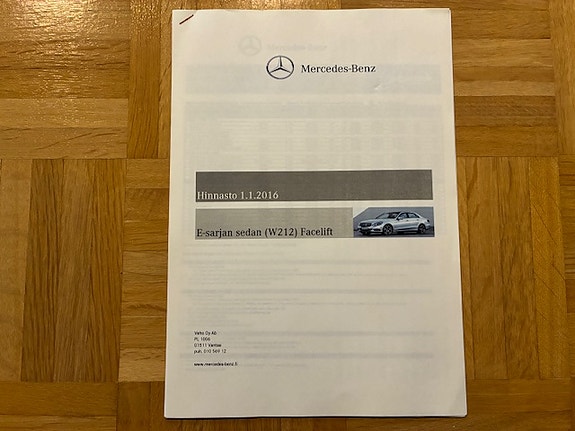 Hinnasto Mercedes E-sarja W212 2016 Veho 1.1.2016 - esite