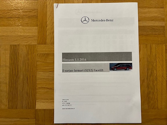 Hinnasto Mercedes E-sarja farmari S212 2016 Veho 1.1.2016 - esite