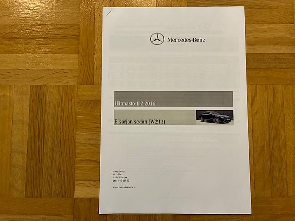 Hinnasto Mercedes E-sarja W213 2016 Veho 1.2.2016 - esite