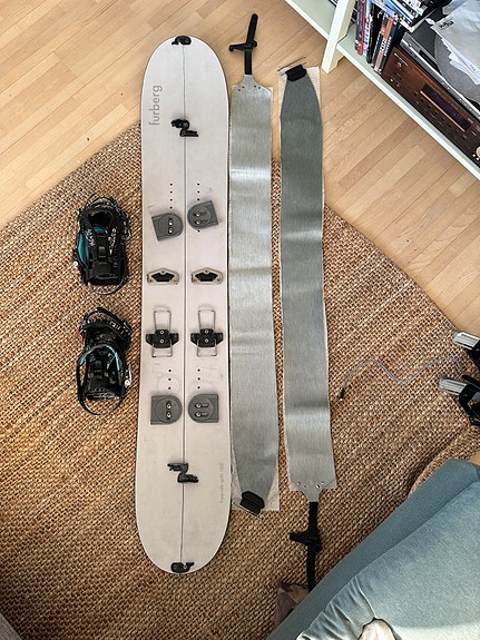 Splitboard Furberg freeride 160&Spark siteet. Jones skins & Everest sauvat