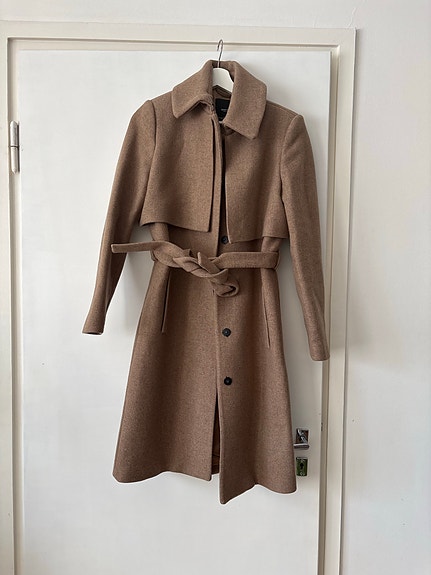 Mango pitkä villakangastakki naiset S beige