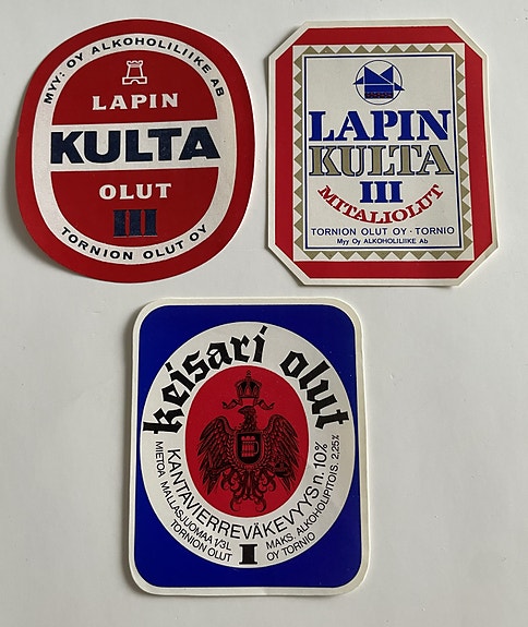 Tornion Olut 3 vanhaa olutetikettiä