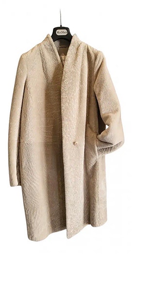 Max Mara lampaan nahkatakki pitkä takki nahkaa koko 38 beige