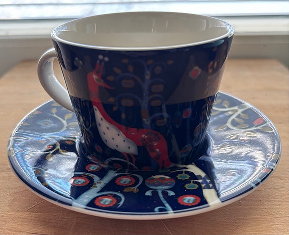 Iittala Taika kahvikuppi ja -vati sininen
