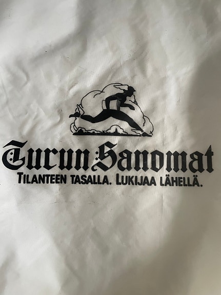 Turun Sanomat kangaspussi  valkoinen