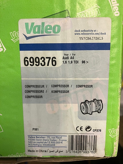 Audi A4/A6/VW Passat/Skoda Superb Ilmastoinnin Kompressori Valeo 94-08