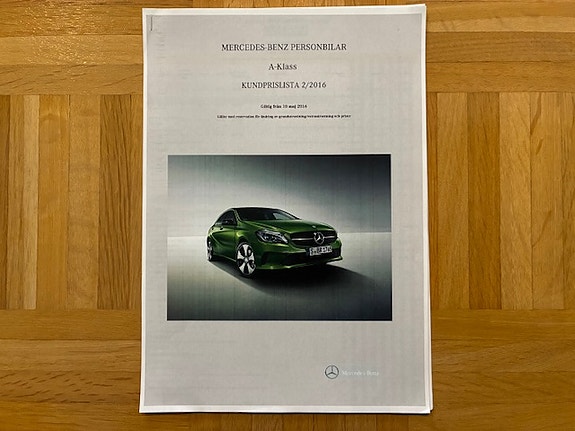 Hinnasto Mercedes A-sarja W176 2016 10.5.2016 ruotsi - esite