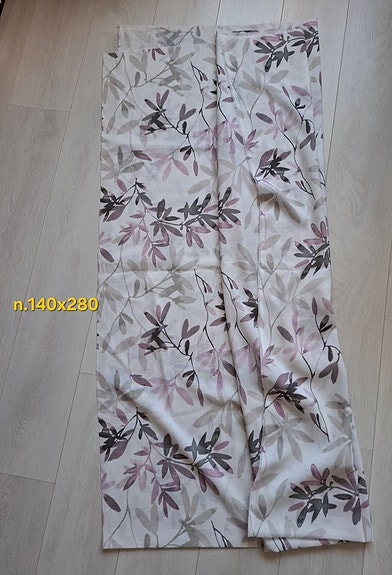 Kuviollinen verho 140x280 cm valkoinen lila harmaa
