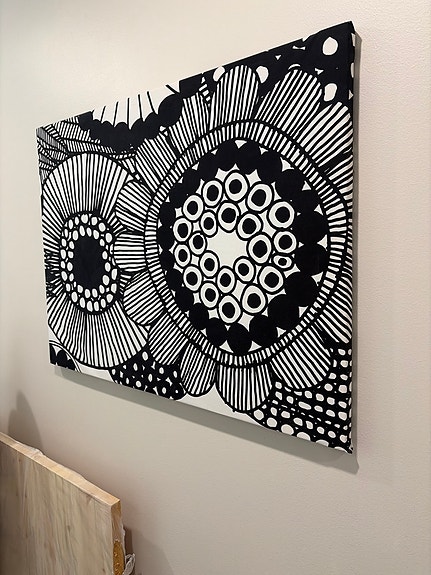 Marimekko taulu mustavalkoinen