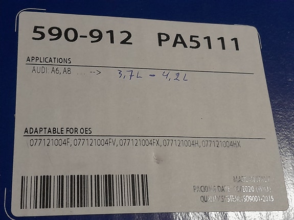 Audi A6 , A8 3,7 l , 4,2 l  vesipumppu