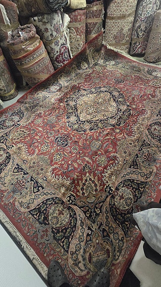 345x245 käsinsolmittu itämainen aito villamatto