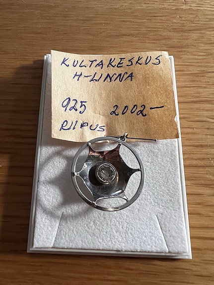 Hopeinen riipus korukivellä