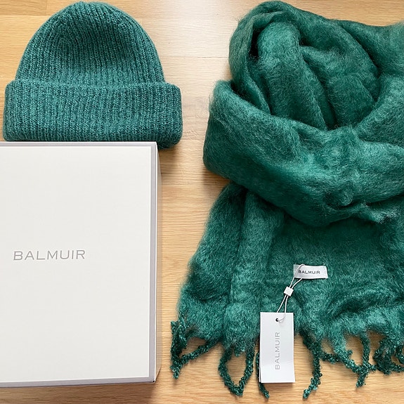 Balmuir vihreä kid mohair kaulaliina & pipo