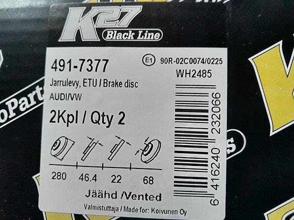 Audi A4 ja A8 , vw Passat , Seat Exeo etujarrulevyt