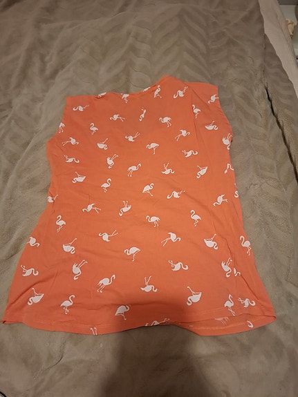 Mango naisten toppi XS oranssi flamingokuviollinen