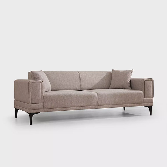 3-istuttava vuodesohva, vaaleanruskea, 230 cm x 95 cm x 77 cm, kestävä, monik�