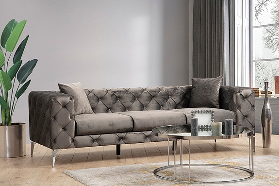 3-istuttava sohva, antrasiitti, 237 cm leveä, mukava, elegantti