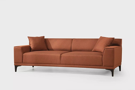3-istuttava sohva, oranssi, 215 cm leveä, ylellinen mukavuus, tyylikäs muotoil