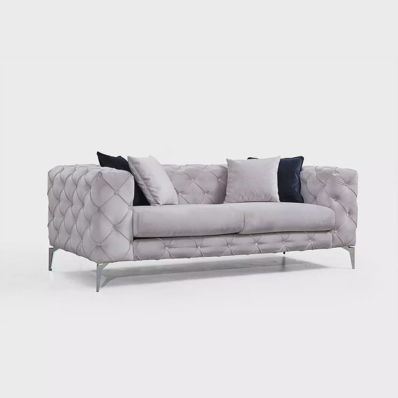 2-istuttava sohva, vaaleanharmaa, 197 cm leveä, mukava, kestävä