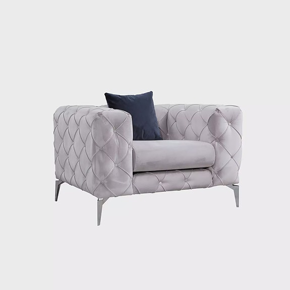 Nojatuoli, vaaleanharmaa, 108 cm leveä, ylellinen, moderni