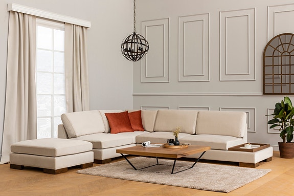 Kulmasohva, beige, 193 cm x 313 cm, mukava, tyylikäs, kestävä
