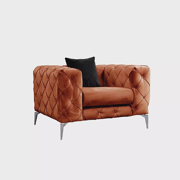 Nojatuoli, oranssi, 108 cm leveä, kestävä, mukava