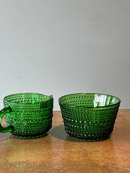 Iittala Kastehelmi vihreä sokerikko ja kermakko