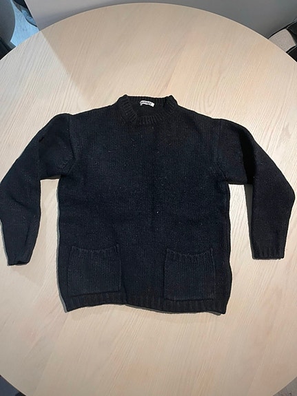 Auralee black 100% wool sweater with pockets - made in Japan