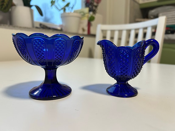 Nuutajärvi sokerikko ja kermakko koboltin sininen