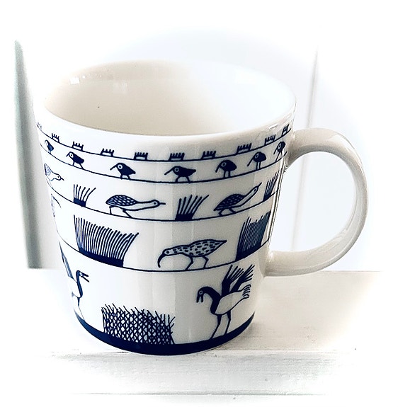 Iittala Oiva Toikka 50 Years at Arabia muki Linnut sinivalkoinen