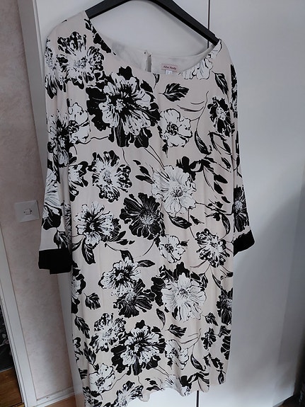 Beige mekko isoilla kukilla