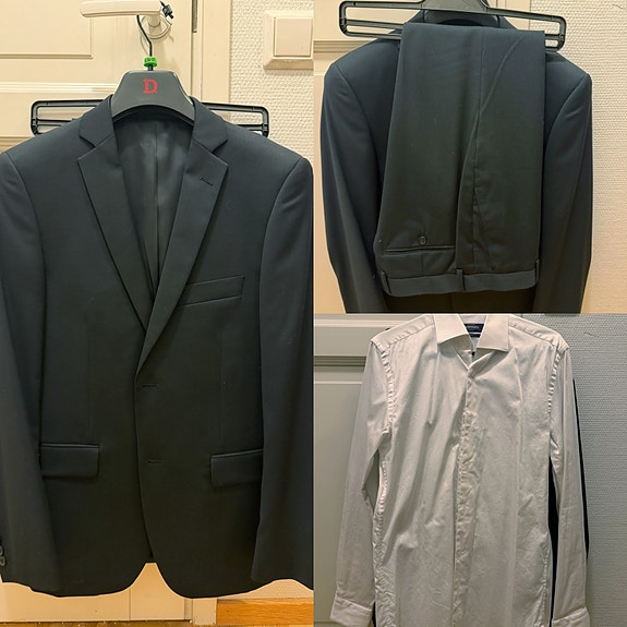 Dressmann miesten pukukokonaisuus (S slim fit, housut L30/W30)