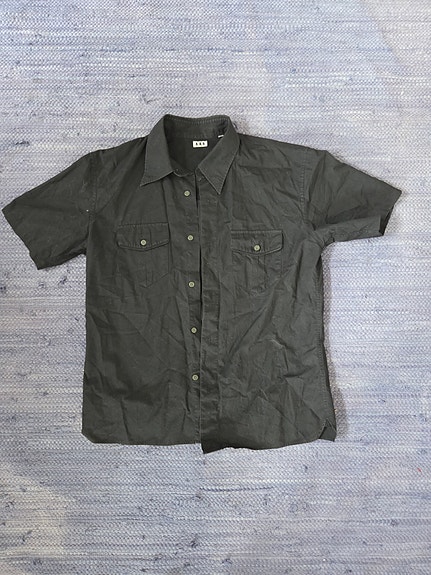 Vintage Yohji Yamamoto A.A.R lyhythihainen kauluspaita musta XS puuvilla
