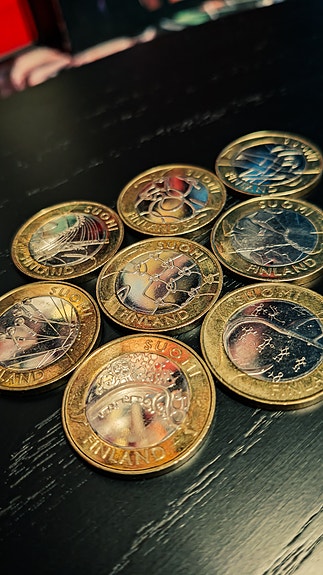 5 euro Suomi maakuntarahat 8 kpl