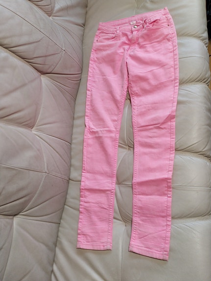 Tyttöjen neon pinkit stretch housut 164 cm