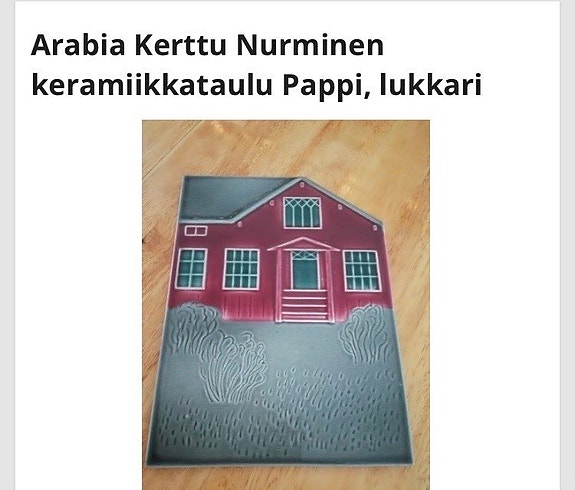 Arabia Kerttu Nurminen keramiikkataulu Pappi, lukkari