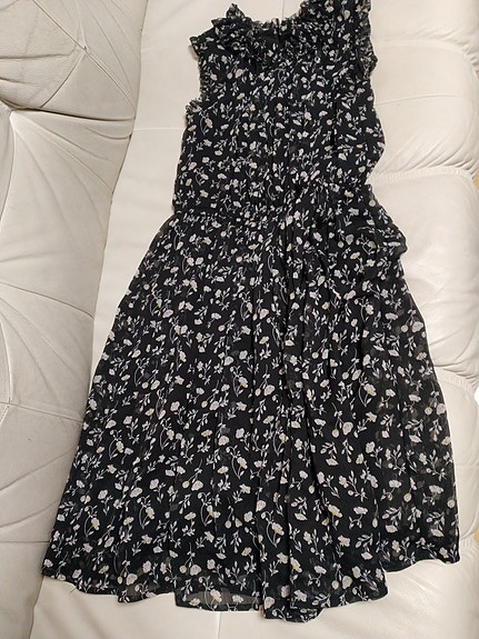 Tyttöjen musta kukka mekko 164 cm