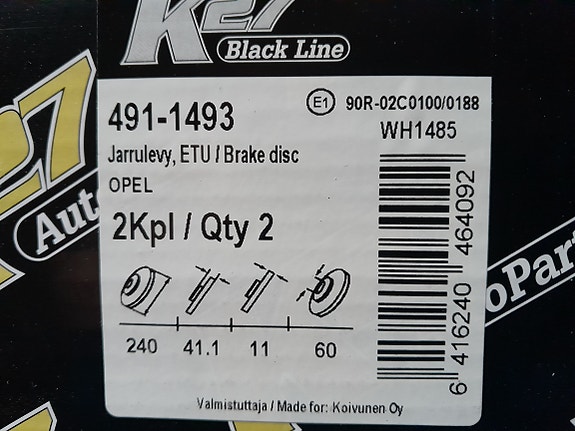 Opel Corsa C etu jarrulevyt