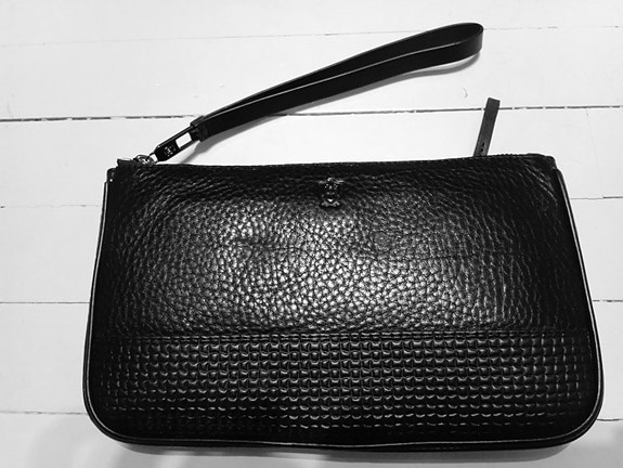 MEN'S BLACK LEATHER HAND BAG
