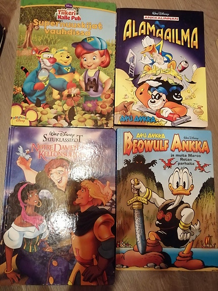 Hyväkuntoisia DISNEY kovakantisia kirjoja ja AKU-vauhtipaloja