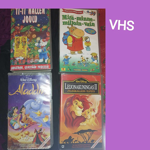 DISNEY ja H. C. ANDERSENIN VHS-kasetteja ja muita lasten DVD elokuvia