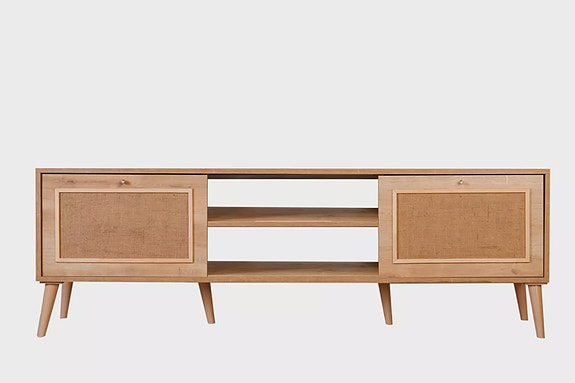 TV-taso, 180x55x41 cm, Tammi, 100% Melamiinipinnoitettu Lastulevy, Metallijalat,