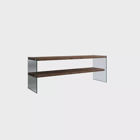 Moderni TV-taso, 100% mäntyä, pähkinänvärinen, karkaistu lasikehys, 120x45x