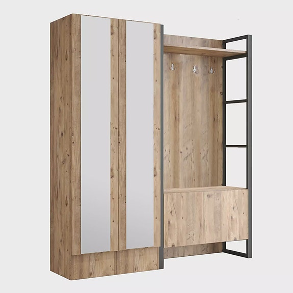 Moderni ja Teollinen Hall Standi - Atlantic Pine - 100% Melamiinipinnoitettu - 1